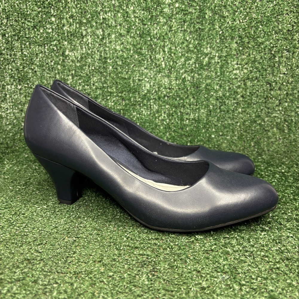 Easy‎ Street Fab Faux Leather Comfort Low Heel Pumps Womens Sz 9.5 WW Extra Wide